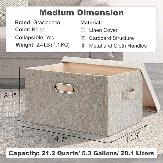Medium 15" 21 Quart Collapsible Stackable Storage Bins - Image 2