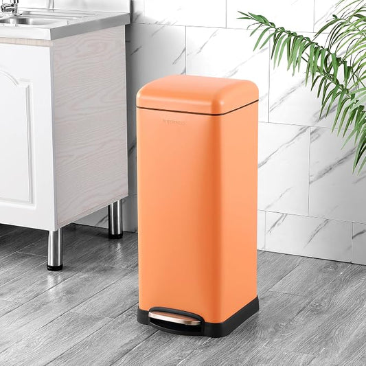 happimess HPM1007G Betty Retro 8-Gallon Step-Open Trash Can, Fingerprint - Image 2