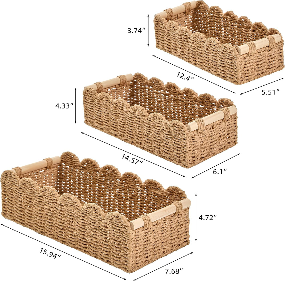 Decorative Basket Set of 3 (Large, Medium, Small), Toilet Paper Storage Baske...