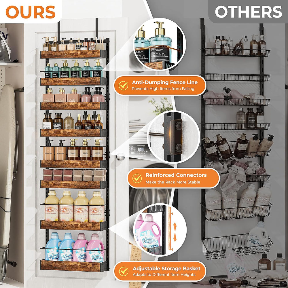 8 Tier Over The Door Pantry Organizer Storage Spice Rack Adjustable Basket