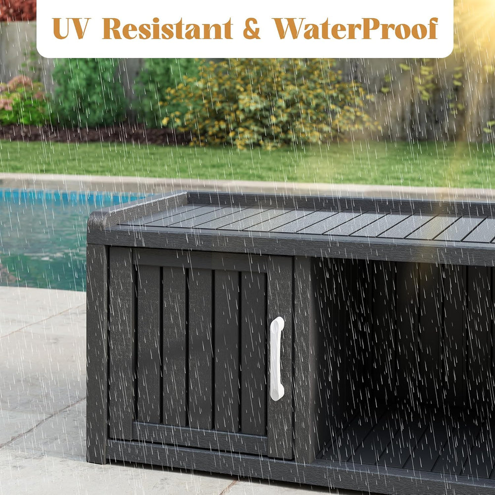 KAMABOKO Shoe Storage Cabinet Waterproof UV-Resistant, Entryway Storage Bench...