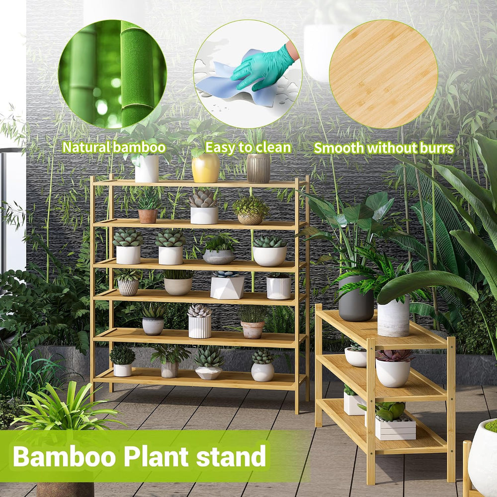 BMOSU 3-Tier Bamboo Extended Shoe Rack Premium Stackable Shoe Shelf Storage O...