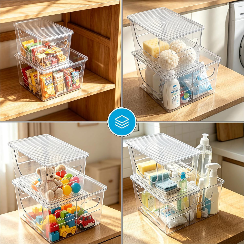 Clear Trash Bag Holder, BLULEE Stackable Garbage Bag Dispenser,2 Pack