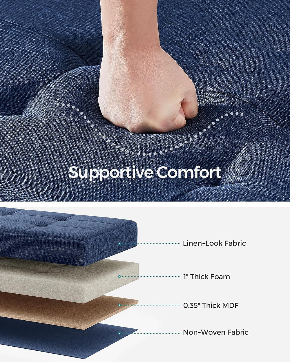 SONGMICS Storage Ottoman Bench, Foldable Foot Rest with Legs