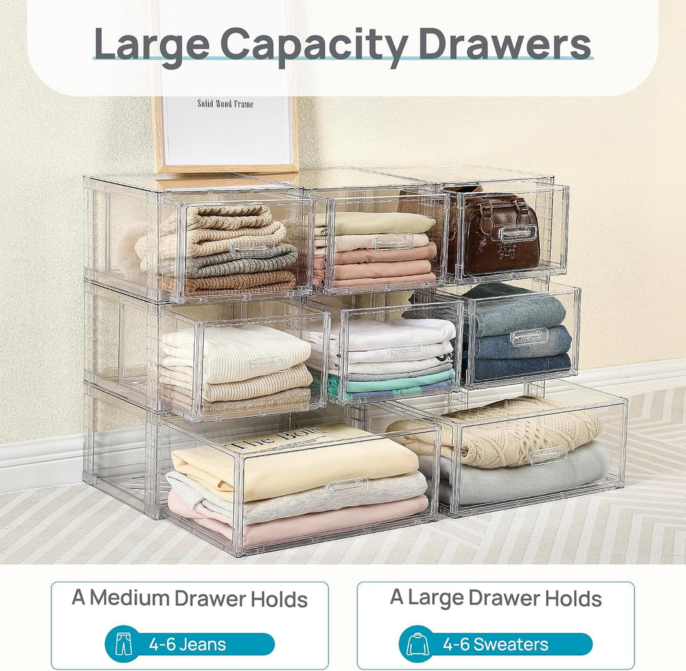 Vtopmart 8 Pack Large & Medium Stackable Storage Drawers Set