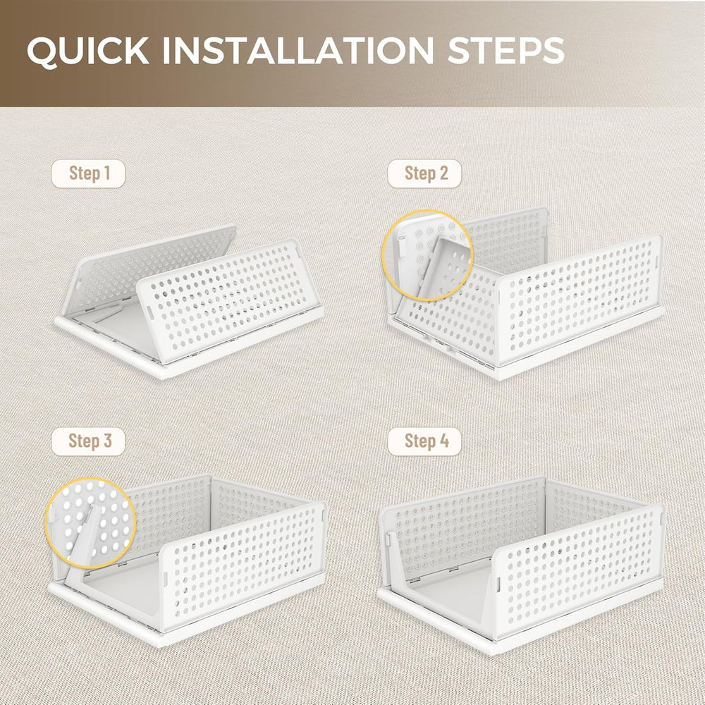 Pinkpum 6 Pack Closet Organizer Storage Bins Stackable Plastic Drawer Shelf
