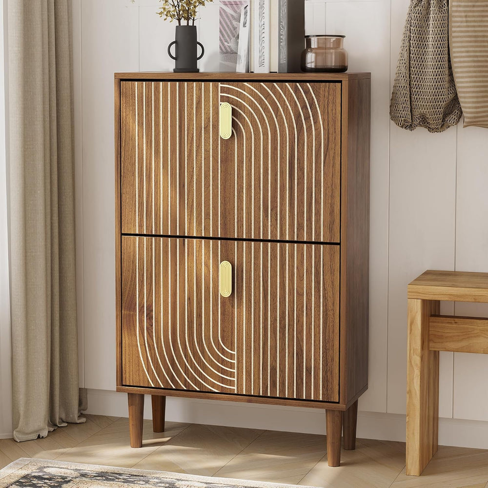 Shoe Storage Cabinet with 2 Flip Drawers, 23.6"(W) Freestanding Shoe Org...