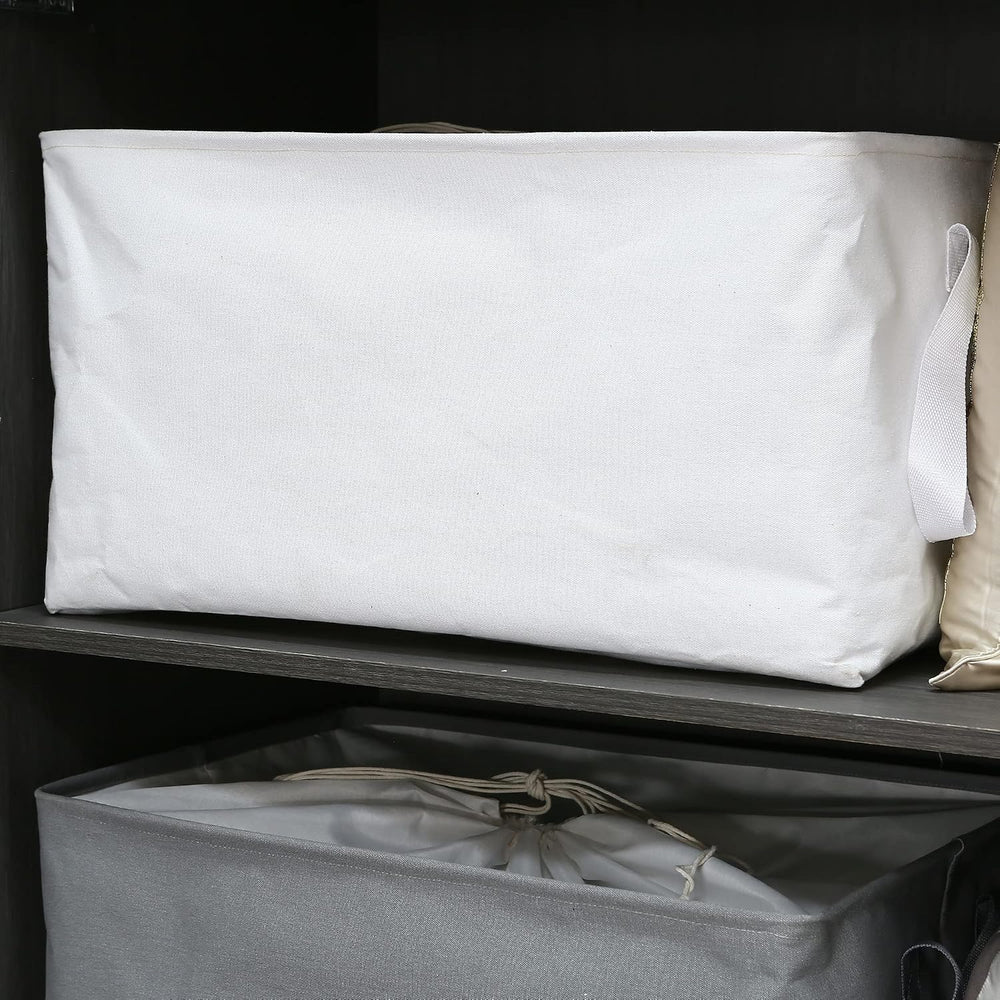 Hinwo 102L XXL Canvas Storage Bin with Lid and Handles, 2-Pack