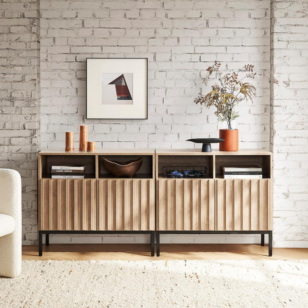 mopio Norwin Storage Cabinet, Sturdy Modern Rustic Industrial Buffet Sideboar...