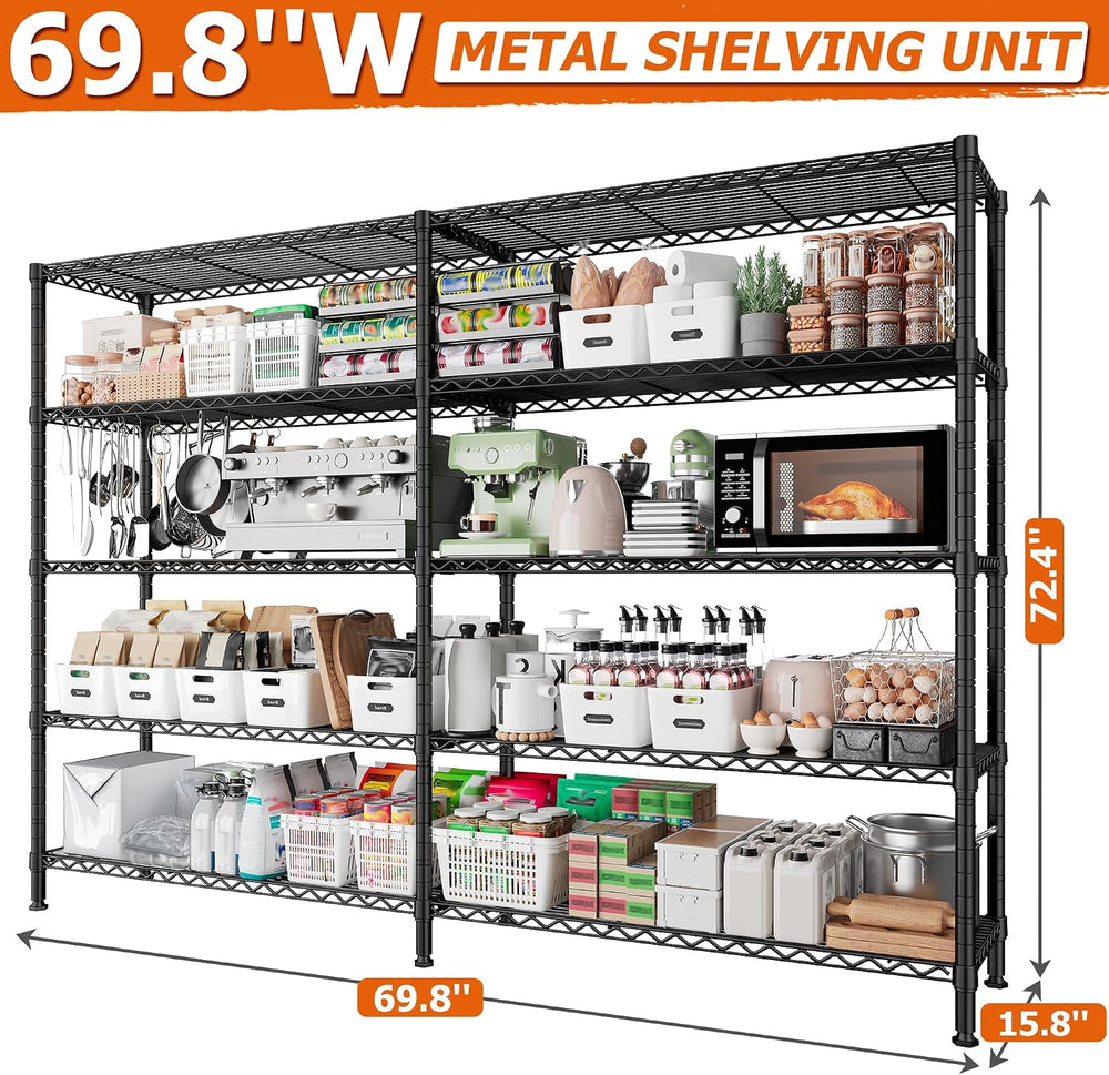 REIBII 5-Tier Heavy Duty Storage Shelving Unit, 1600LBS Wire Rack