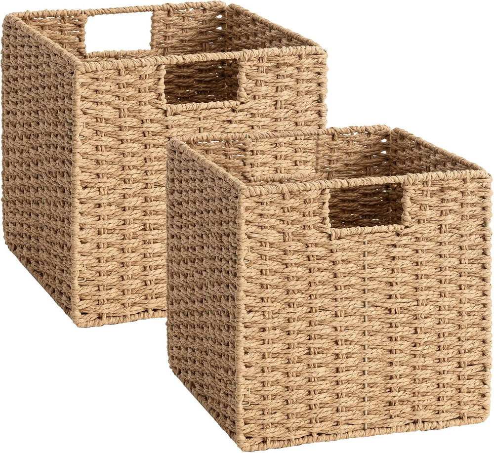 StorageWorks 11 inch Cube Storage Bins, Wicker Baskets,Storage Cube,Natural