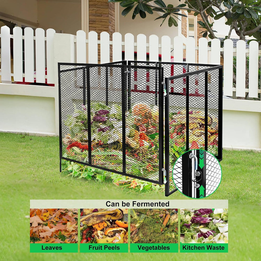 Large Metal Wire Mesh Compost Bin Outdoor, 172 Gallon, Black