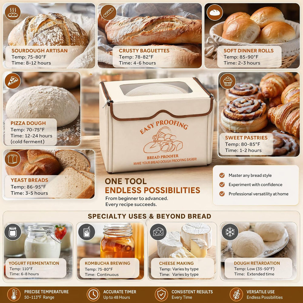 Versatile Bread Proofer Warming Box with Temperature Timer Metal Rack