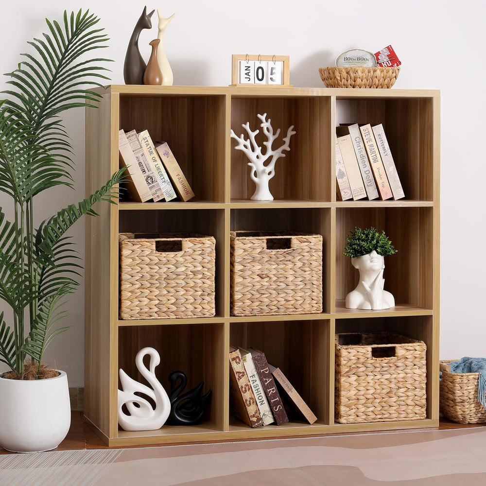 12x12x10 Water Hyacinth Storage Basket Large, Folding Cube Woven Wicker Stora...