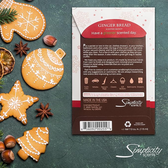 Simplicity Scents Gingerbread Scented Sachets Pack of 3, Fall & Winter - Image 7