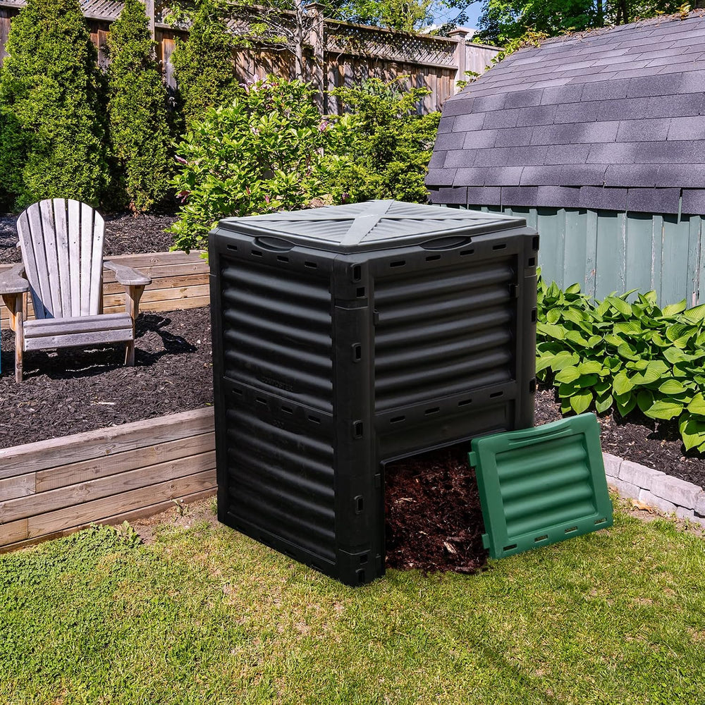 Goplus Compost Bin, 80 Gallon (300 L) Large Outdoor Composting Box w/Top Flip...