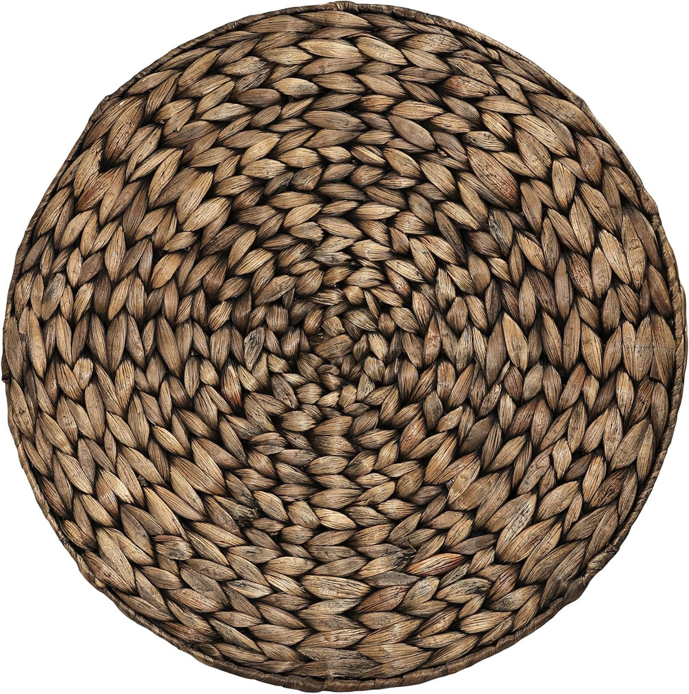 happimess Addie Handwoven Water Hyacinth Storage Ottoman 17.72", Brown Wash