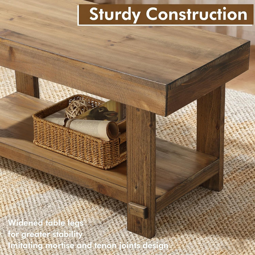 HOKYHOKY Solid Wood Entryway Bench - 42.6" Farmhouse Long Narrow Benches