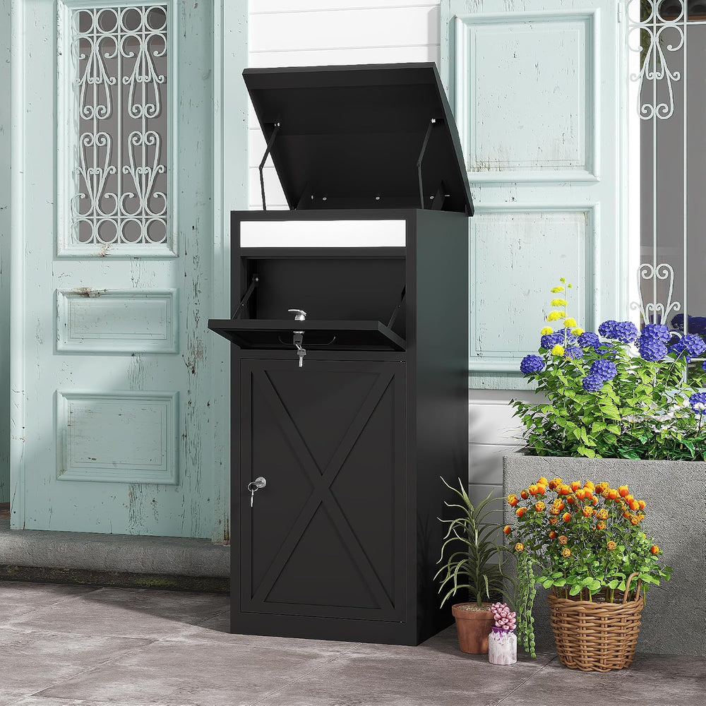 Package Delivery Boxes for Outside with Lock, Black