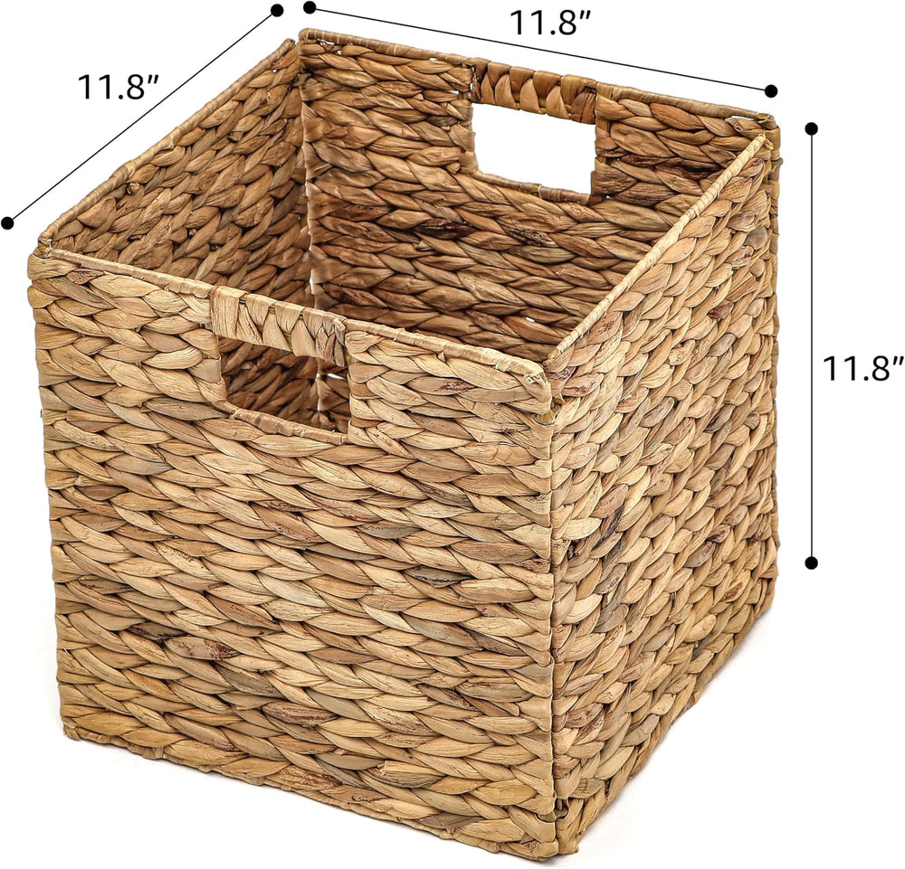 Trademark Innovations Foldable Hyacinth Storage Baskets with Iron Wire Frame ...