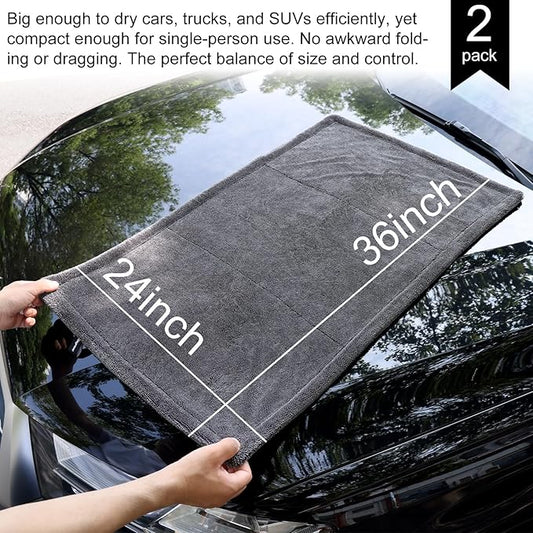 2 Pack XL Car Drying Towel – 1300GSM Ultra Absorbent Microfiber, Twisted Loop - Image 2