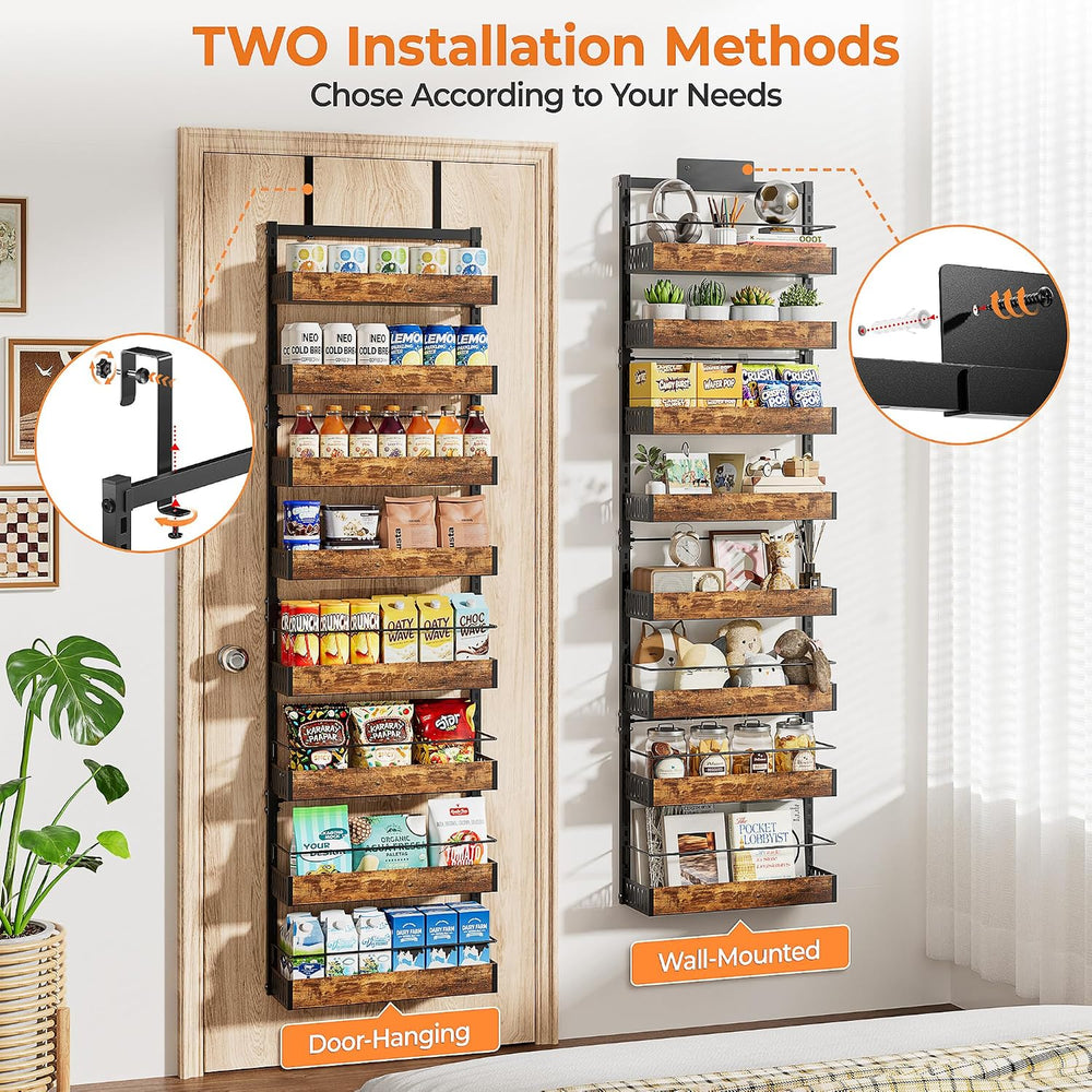 8 Tier Over The Door Pantry Organizer Storage Spice Rack Adjustable Basket
