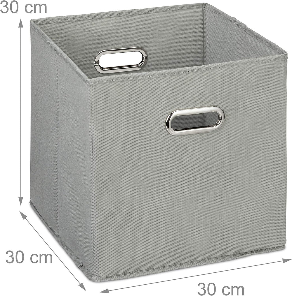 Relaxdays Storage Box Set of 2, No Lids, With Handles, Folding, Square Shelf ...