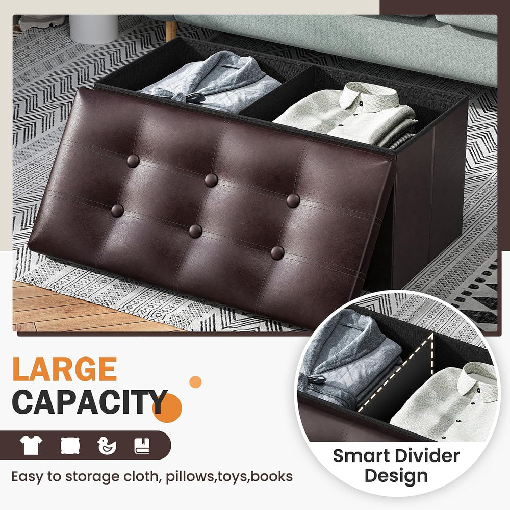 Youdesure Folding Storage Ottoman Bench, Faux Leather Footrest Couch for Livi...