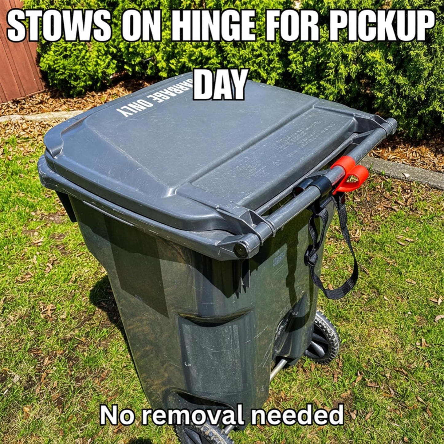 MAX Heavy Duty Trash Can Lock – Raccoon Proof Garbage Bin Lid Lock, Animal Resistant, Extreme Weather Polycarbonate, One-Hand Easy Use, No Drill Strap – Lock ONLY (Bin Not Included)