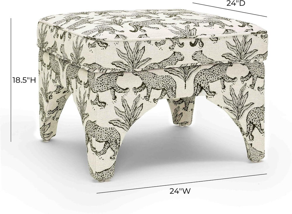Tov Furniture Raji Jacquard Ottoman (Taupe Leopard)