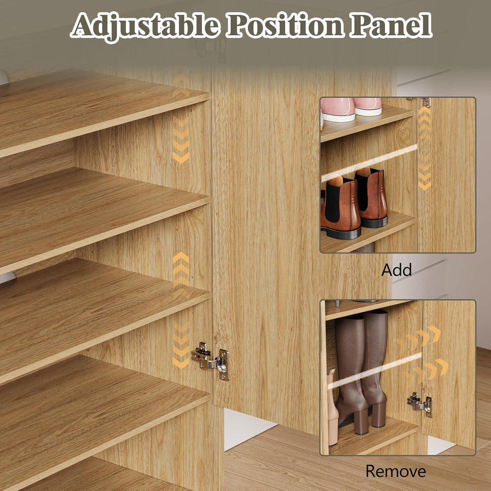 HUANLEGO Shoe Cabinet Storage for Entryway with Doors, Oak