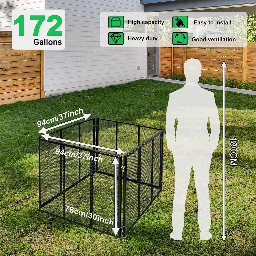 Large Metal Wire Mesh Compost Bin Outdoor, 172 Gallon, Black