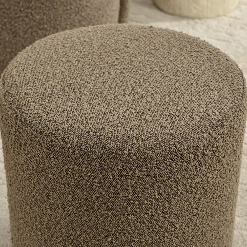 KINWELL Modern Round Boucle Ottoman Set of 2 (18" Dx 18" W x 18&quo...