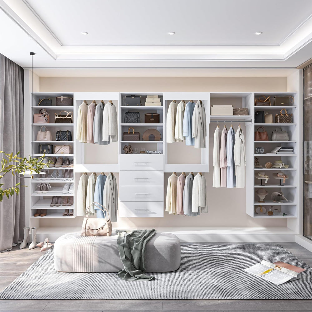 31.5" Wide Tall Hanging Modular Closet System, Wall-Mounted Closet Organ...