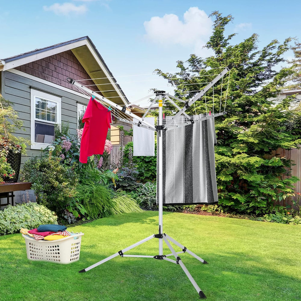 JS HANGER Drying Natural Clothes Airer Outdoor Portable 4-arm Aluminum Drying...