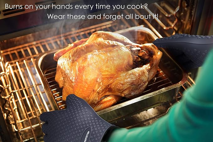 KITCHEN PERFECTION Silicone Smoker Oven Gloves -Extreme Heat Resistant BBQ - Image 8