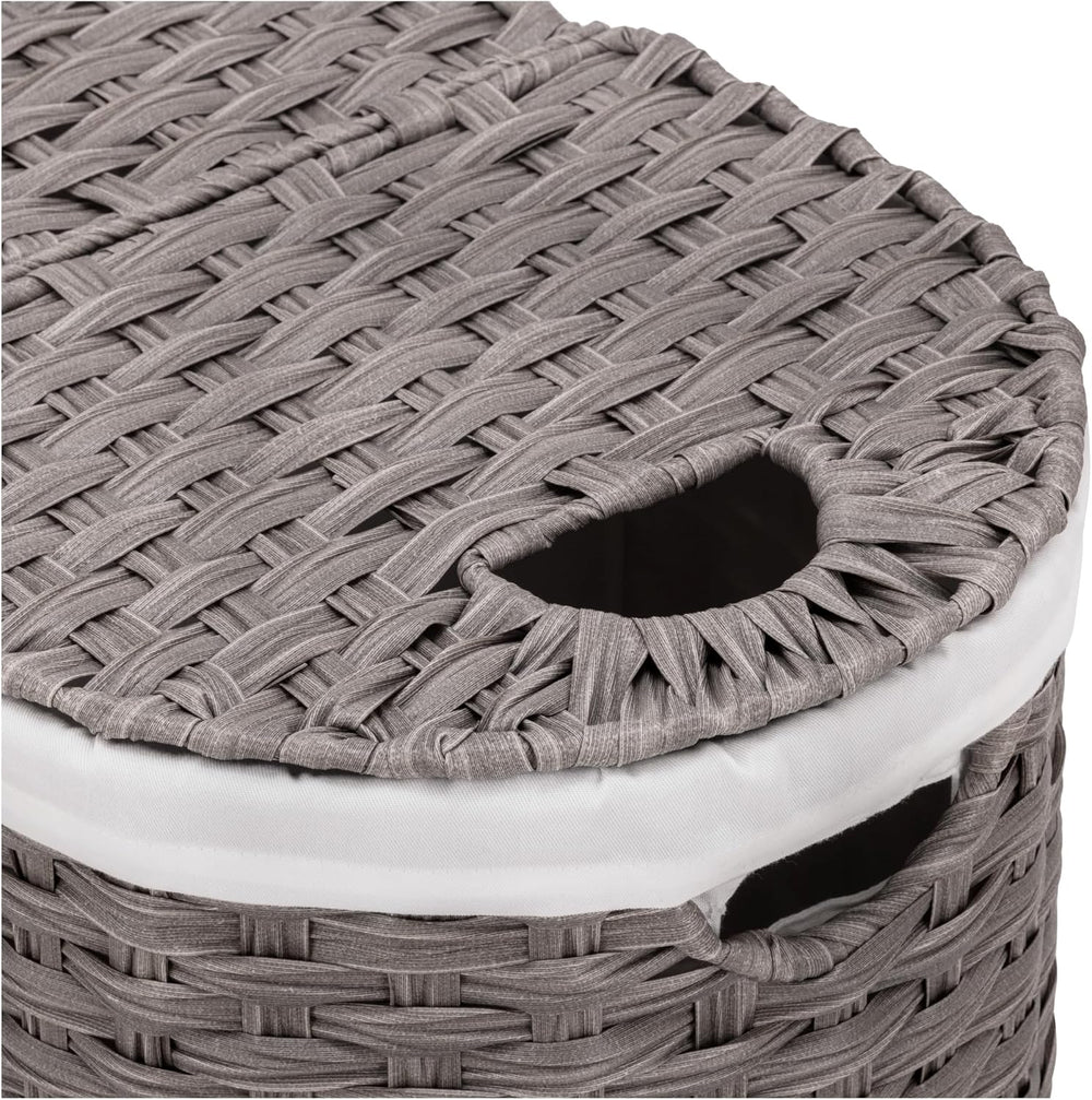 Seville Classics Premium Handwoven Portable Laundry Bin Basket with Carrying ...