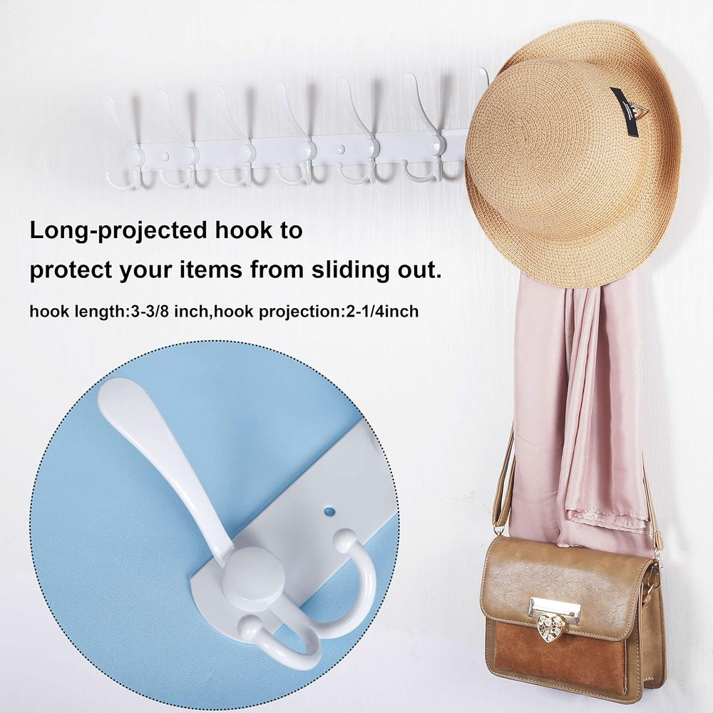 WEBI Coat Rack Wall Mount long,8 Tri Hooks for Hanging,30 inch Hook Rack Rail...