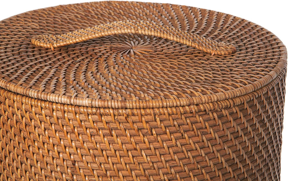 KOUBOO SMALL Rattan Laundry Hamper with Lid and Removable Liner Honey Brown