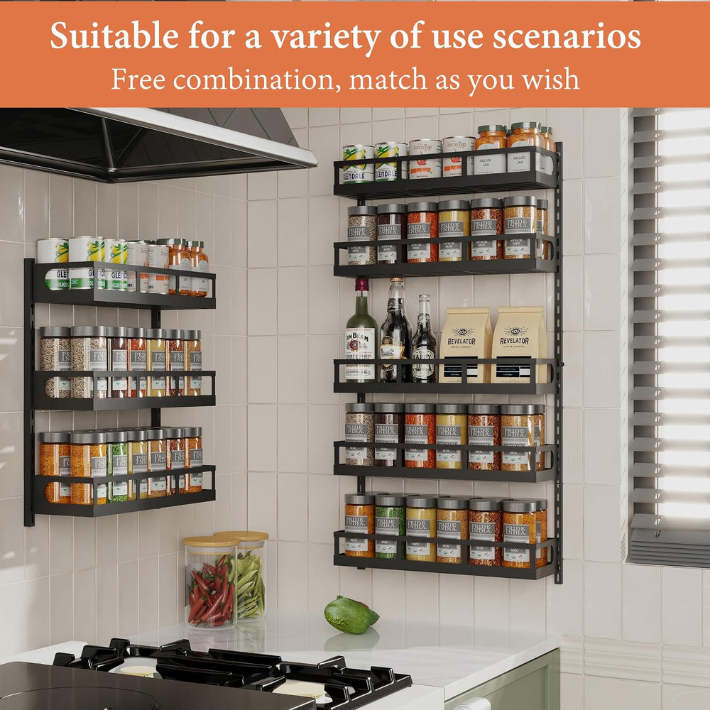 X-cosrack Wall Mount Spice Rack Organizer 5 Tier Height-Adjustable Hanging Sp...