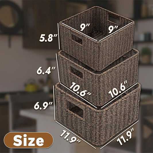 myHomeBody Wicker Storage Basket, Storage Cubes, Woven Baskets - Image 2