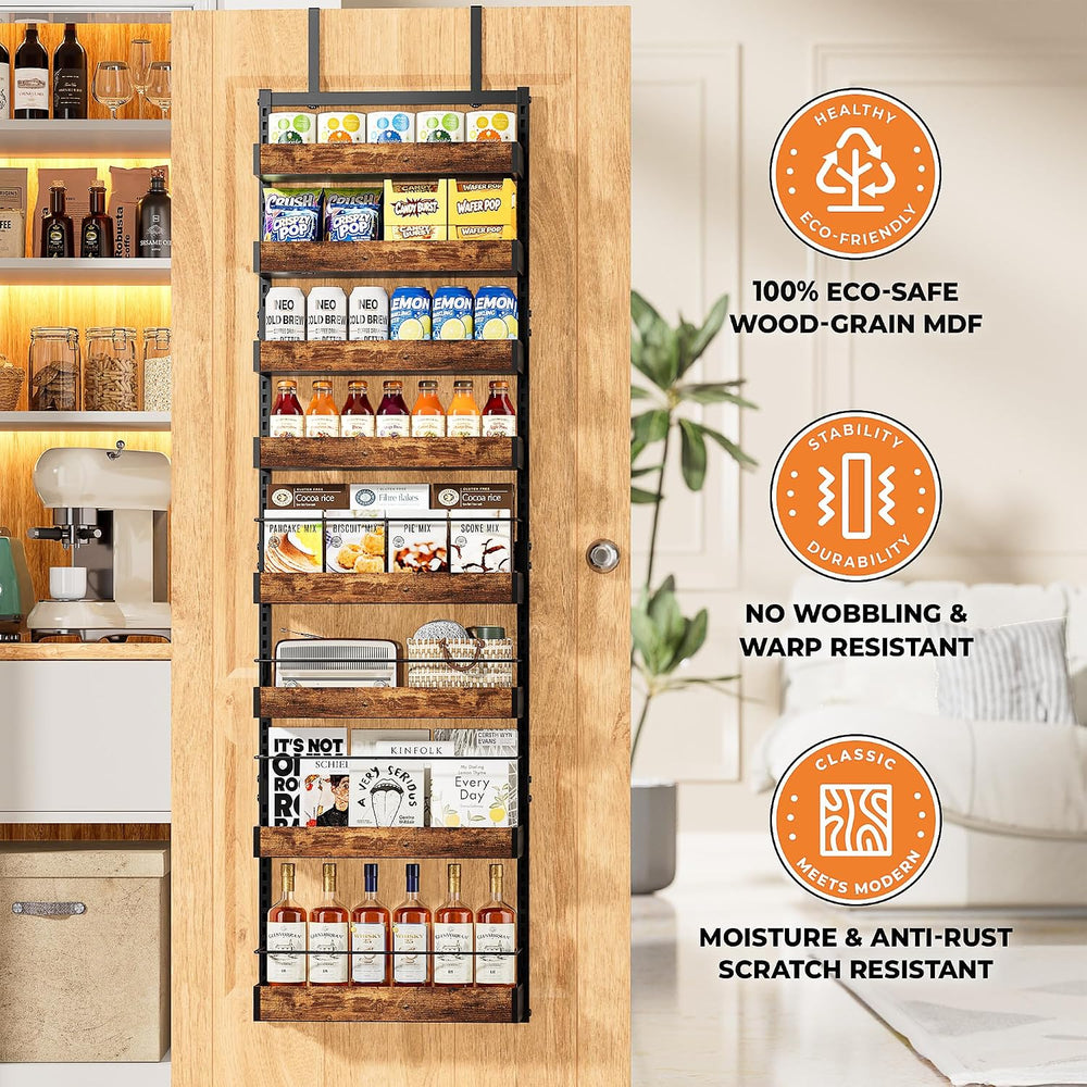 8 Tier Over The Door Pantry Organizer Storage Spice Rack Adjustable Basket
