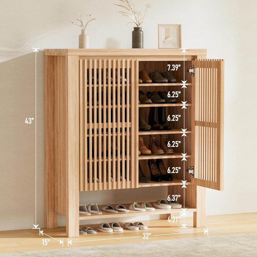 INNOD 43" Tall Shoe Storage Cabinet with Doors, 8-Tier Entryway Shoe Cab...