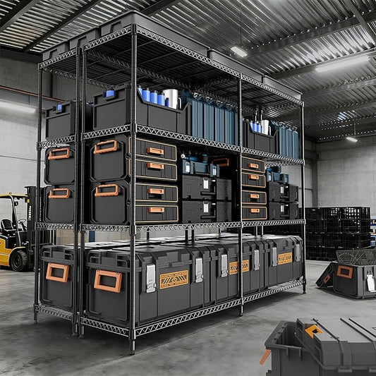 4 Tiers Storage Shelves Load 1200LBS, Metal Shelving Wire Metal Shelving Unit - Image 2