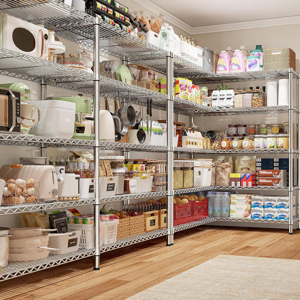 REIBII 69.8" W Storage Shelves 1510LBS Wire Shelving Unit 5 Tier Metal S...