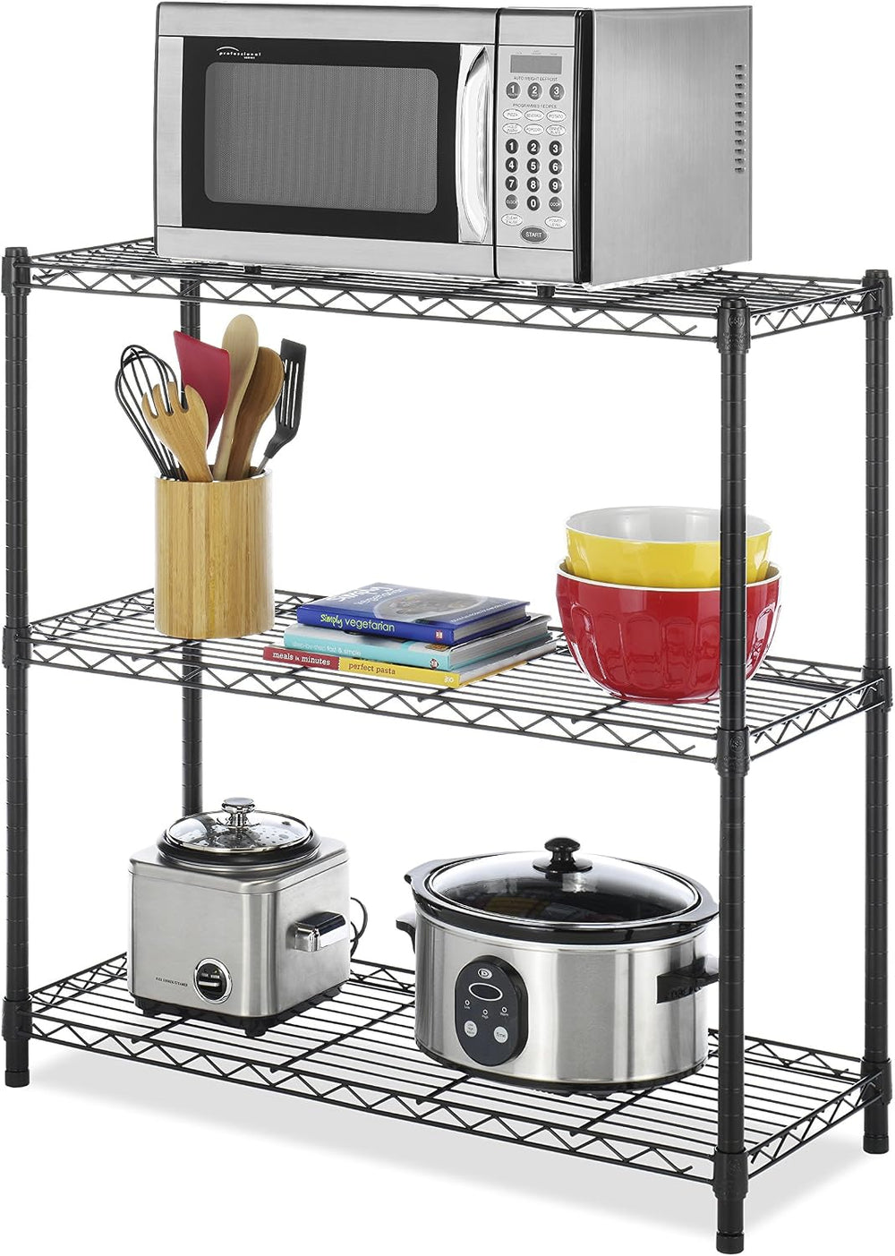Whitmor 3 Tier Shelving Unit, Metal Shelving, Adjustable Wire Shelving