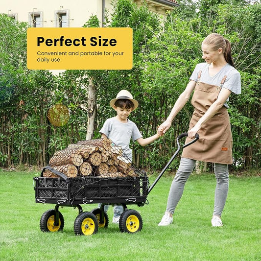 VIVOHOME Heavy Duty 400 Lbs Capacity Mesh Steel Garden Cart Folding Utility - Image 2