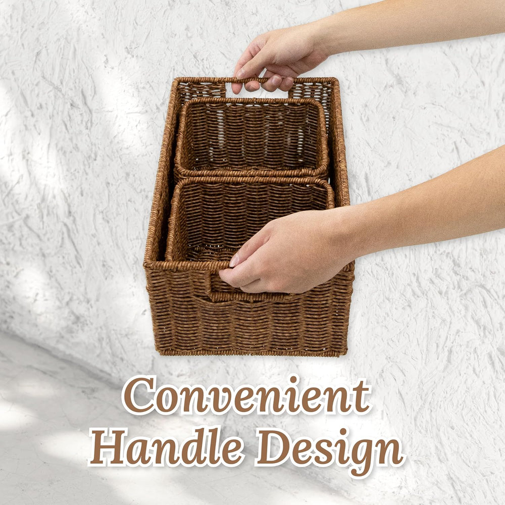 WeeNest Wicker Basket with Handle, Shelf Baskets for Organizing, Woven Organi...