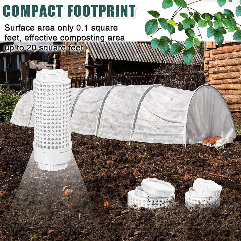Blosssound 4 Pcs Inground Worm Composter Outdoor Farm Compost Bin Reducing Fo...