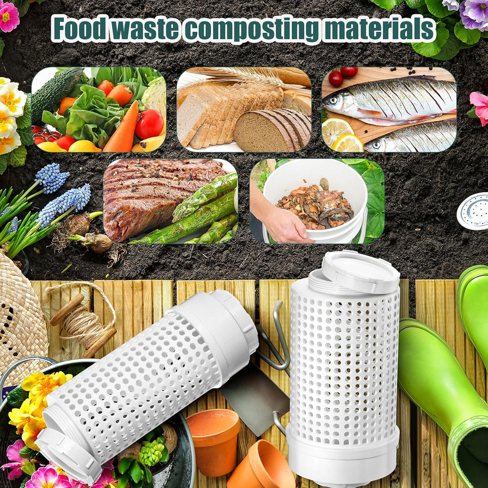Blosssound 4 Pcs Inground Worm Composter Outdoor Farm Compost Bin Reducing Fo...
